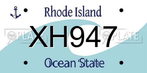 XH947 Rhode Island License Plate