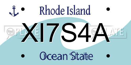 XI7S4A Rhode Island License Plate