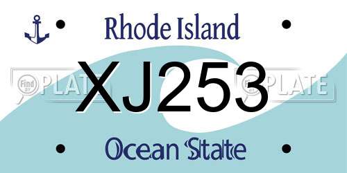 XJ253 Rhode Island License Plate