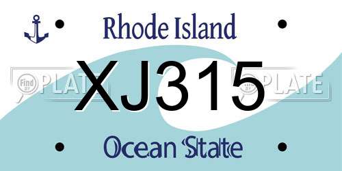 XJ315 Rhode Island License Plate