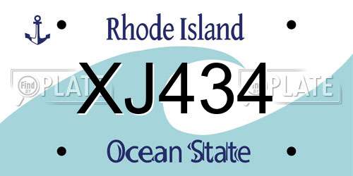 XJ434 Rhode Island License Plate