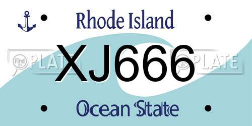 XJ666 Rhode Island License Plate