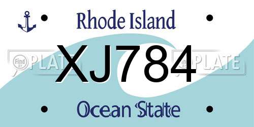 XJ784 Rhode Island License Plate