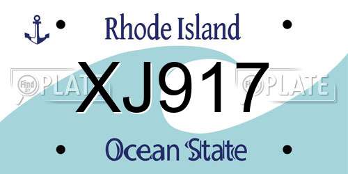 XJ917 Rhode Island License Plate