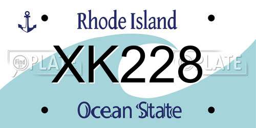 XK228 Rhode Island License Plate