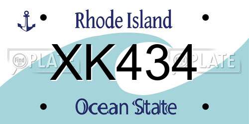 XK434 Rhode Island License Plate
