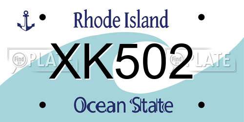 XK502 Rhode Island License Plate