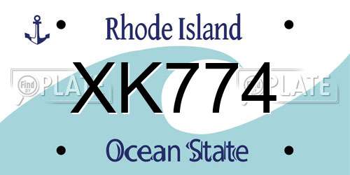 XK774 Rhode Island License Plate