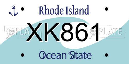 XK861 Rhode Island License Plate
