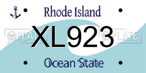 XL923 Rhode Island License Plate