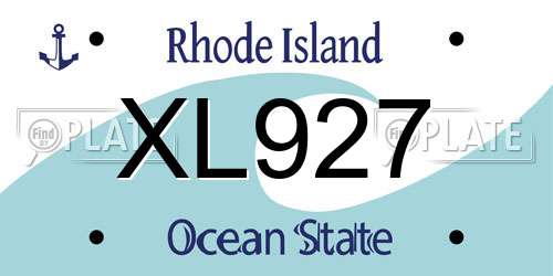XL927 Rhode Island License Plate