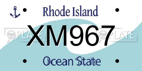 XM967 Rhode Island License Plate