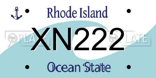 XN222 Rhode Island License Plate