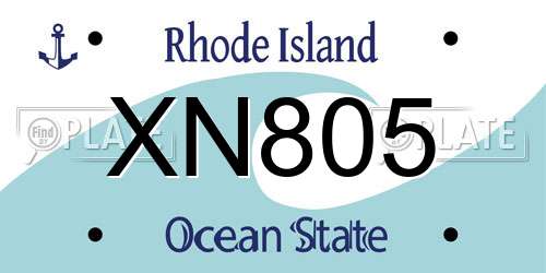 XN805 Rhode Island License Plate