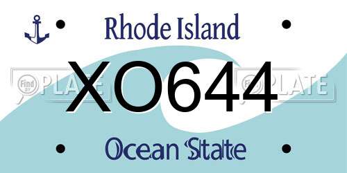 XO644 Rhode Island License Plate