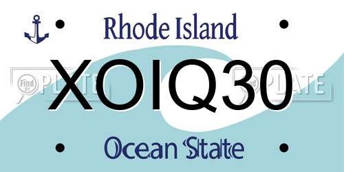 XOIQ30 Rhode Island License Plate