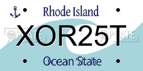 XOR25T Rhode Island License Plate