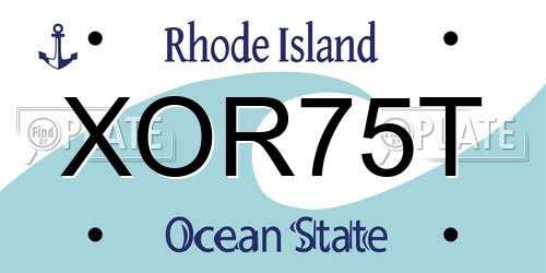 XOR75T Rhode Island License Plate