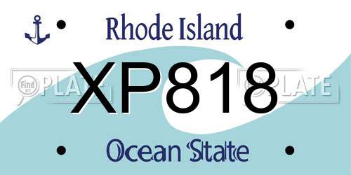 XP818 Rhode Island License Plate