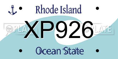 XP926 Rhode Island License Plate