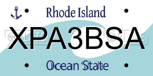 XPA3BSA Rhode Island License Plate