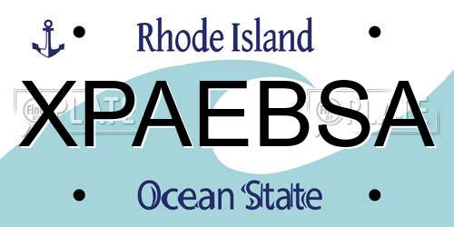 XPAEBSA Rhode Island License Plate
