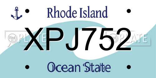 XPJ752 Rhode Island License Plate