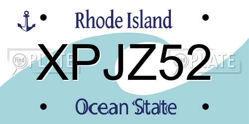XPJZ52 Rhode Island License Plate