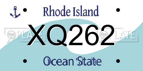 XQ262 Rhode Island License Plate