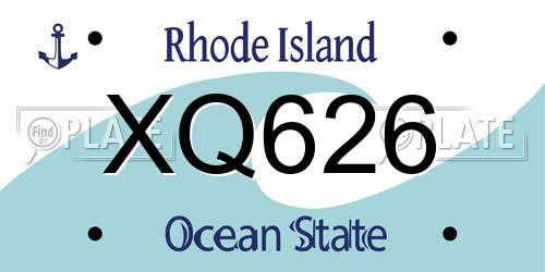 XQ626 Rhode Island License Plate