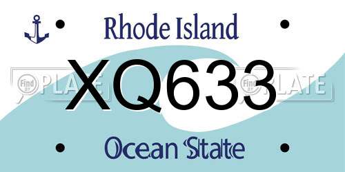XQ633 Rhode Island License Plate