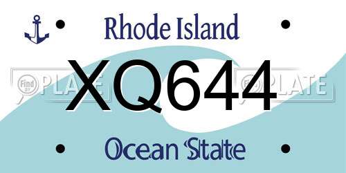XQ644 Rhode Island License Plate