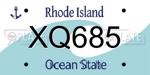 XQ685 Rhode Island License Plate
