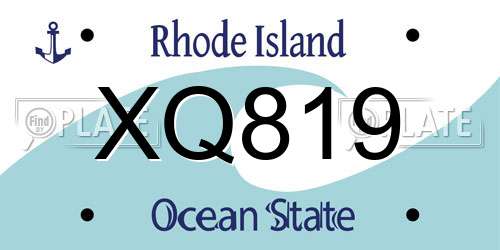 XQ819 Rhode Island License Plate