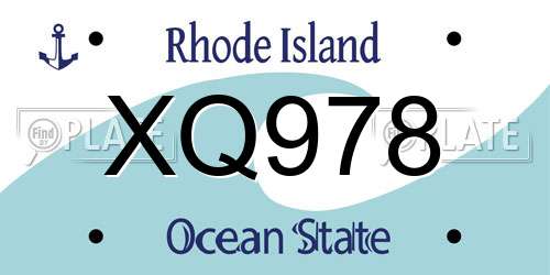 XQ978 Rhode Island License Plate