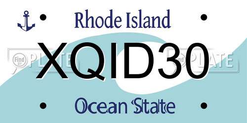 XQID30 Rhode Island License Plate