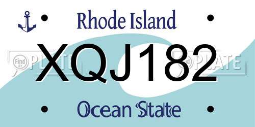 XQJ182 Rhode Island License Plate