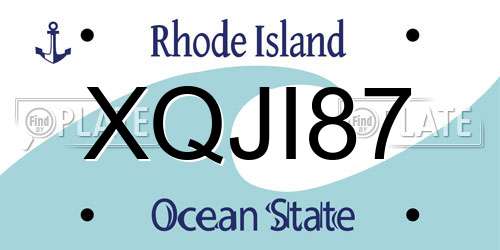 XQJI87 Rhode Island License Plate