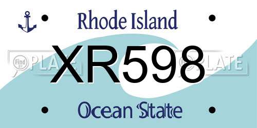 XR598 Rhode Island License Plate