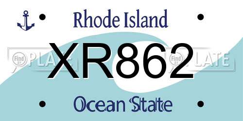 XR862 Rhode Island License Plate