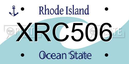 XRC506 Rhode Island License Plate