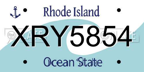 XRY5854 Rhode Island License Plate