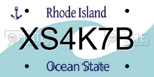 XS4K7B Rhode Island License Plate