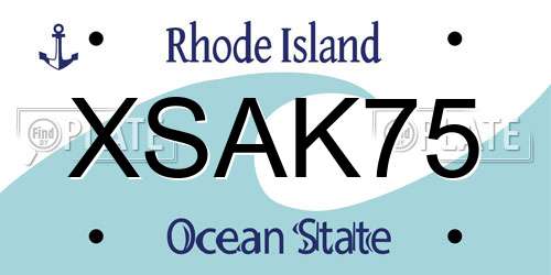 XSAK75 Rhode Island License Plate