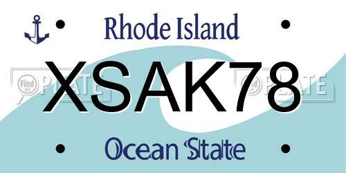 XSAK78 Rhode Island License Plate