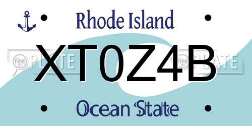 XT0Z4B Rhode Island License Plate