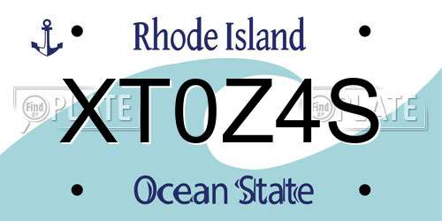XT0Z4S Rhode Island License Plate