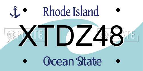 XTDZ48 Rhode Island License Plate