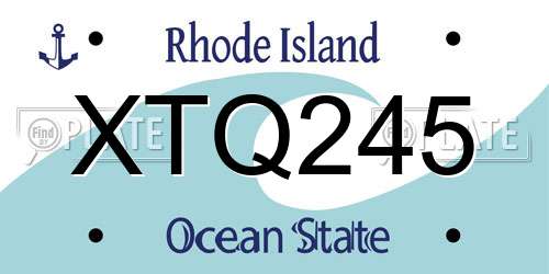 XTQ245 Rhode Island License Plate