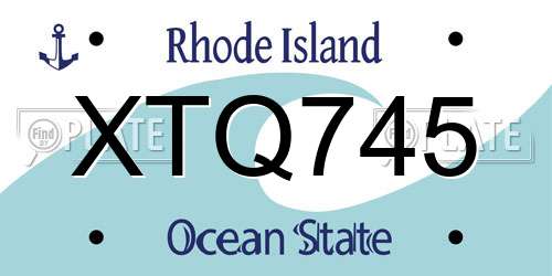 XTQ745 Rhode Island License Plate